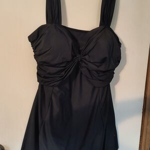 Classic Black Twist-Front Swimdress